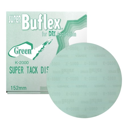 Eagle Abrasives Super Buflex, 6 in Disc 2000 Grit, Green, Dry, Hook and Loop, No Holes5, 25PK 193-1505
